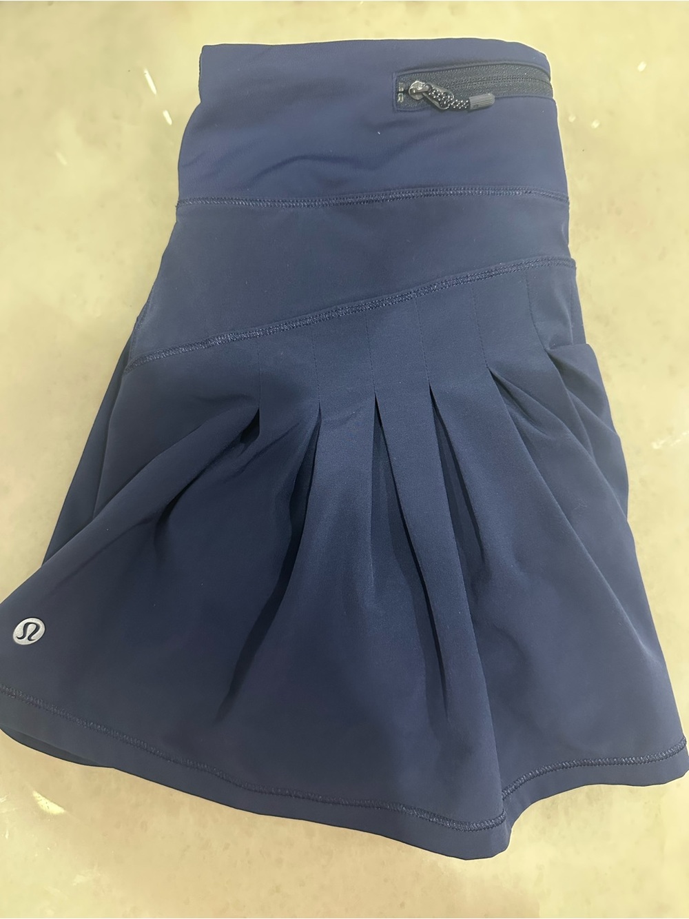 lululemon athletica Navy Pleated Skater Skirt with Zipper Pocket